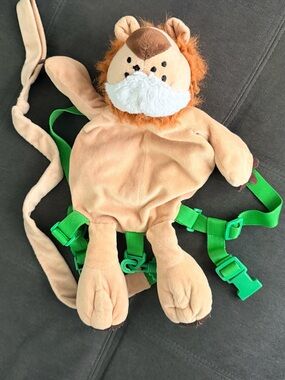 Lion Plush Kids Safety Harness Backpack - Tan and Green